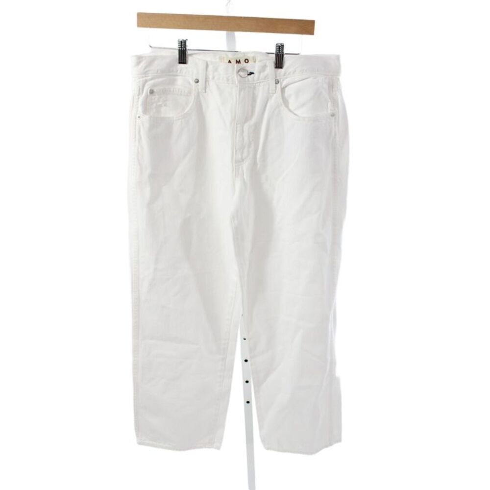 Amo Women Straight Cotton Jeans White Inseam 27 Size 29